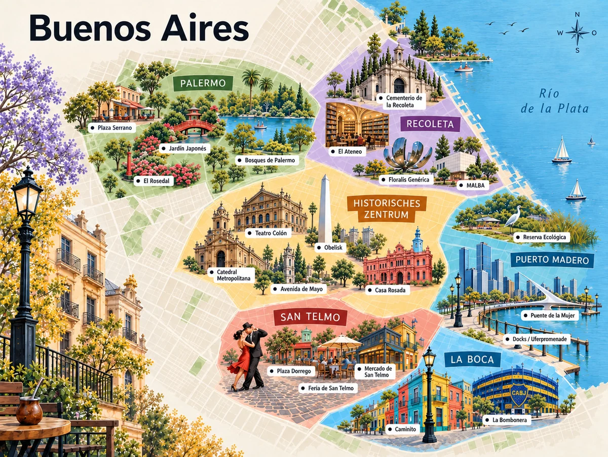 Karte der Stadtviertel von Buenos Aires