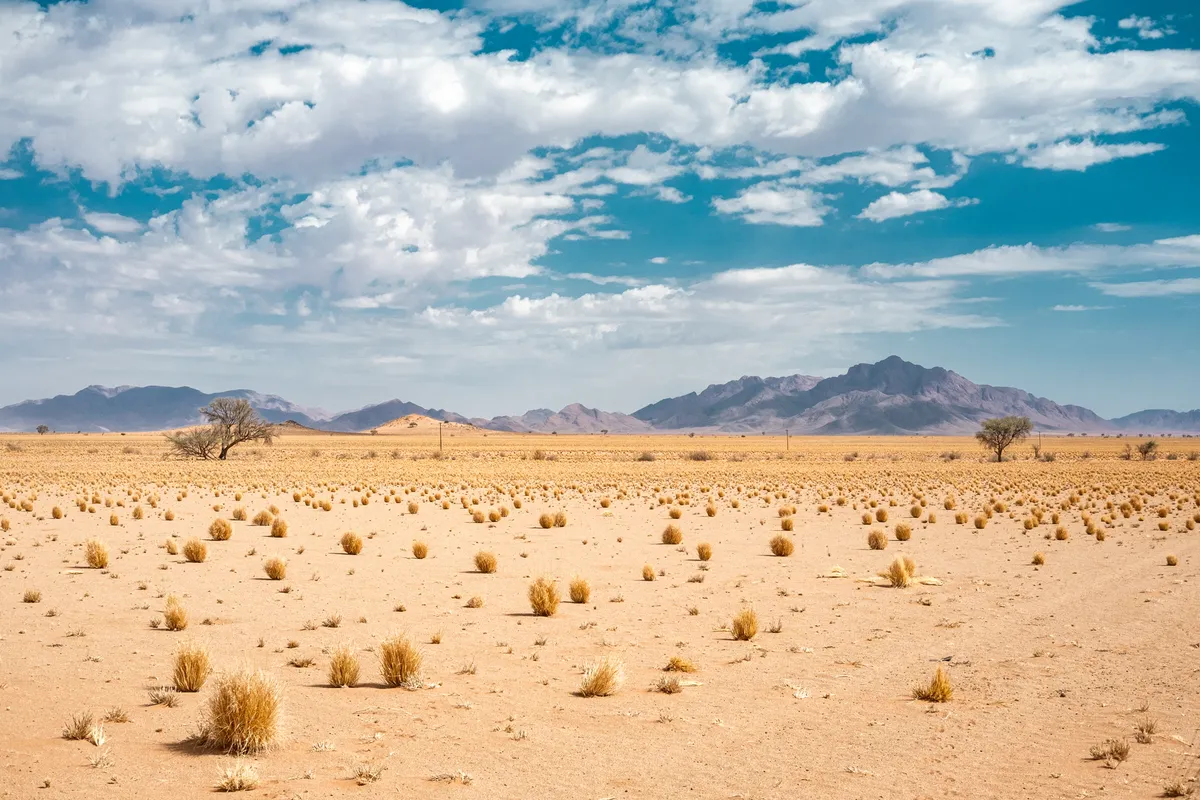 Wüstenlandschaft in Namibia mit Bergen