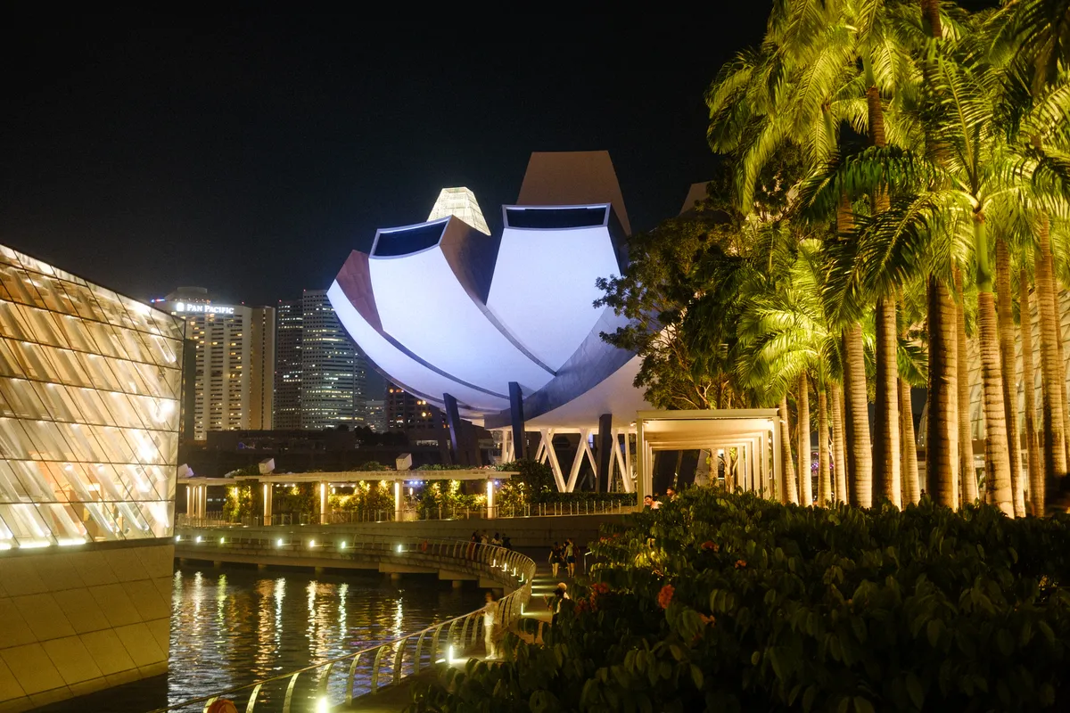 Art Science Museum Singapur bei Nacht