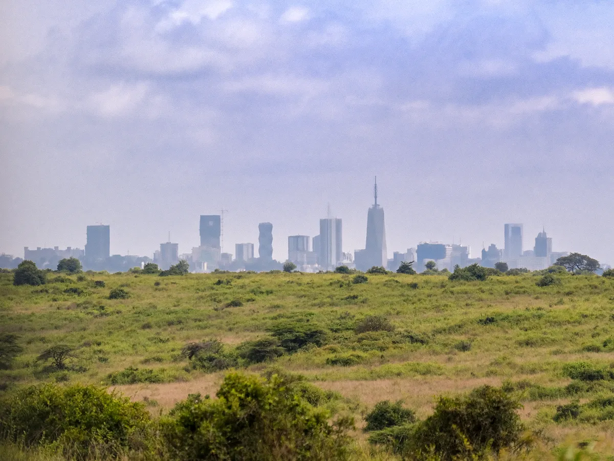 Skyline von Nairobi vom Park aus