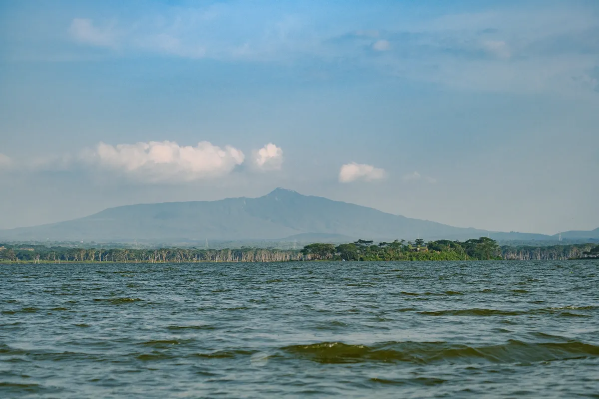 Blick vom Boot auf das Ufer des Naivashasee